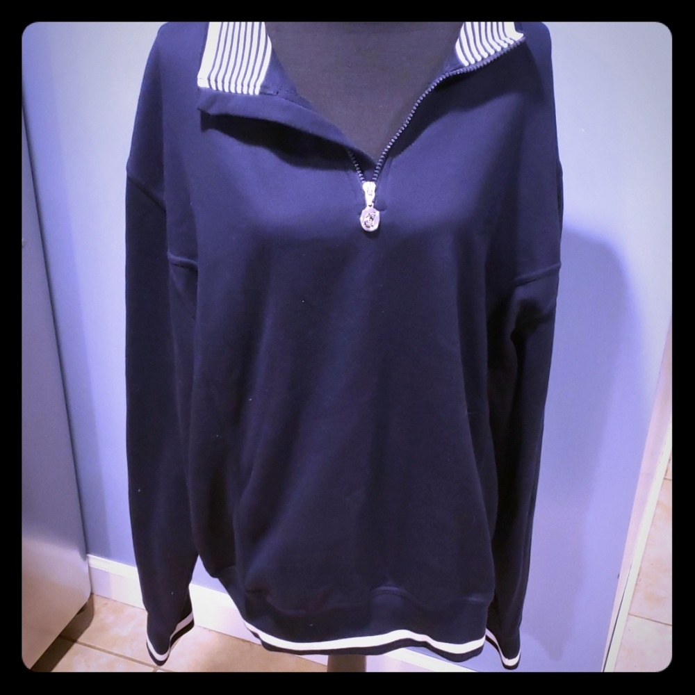 Mens nautical sweater Dark Navy Blur Stripe